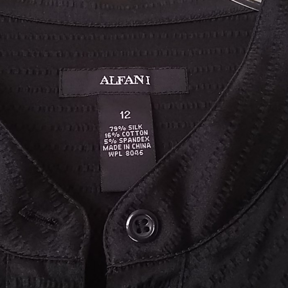 ALFANI Short Sleeve Ruffle Button Down Blouse - Picture 4 of 6